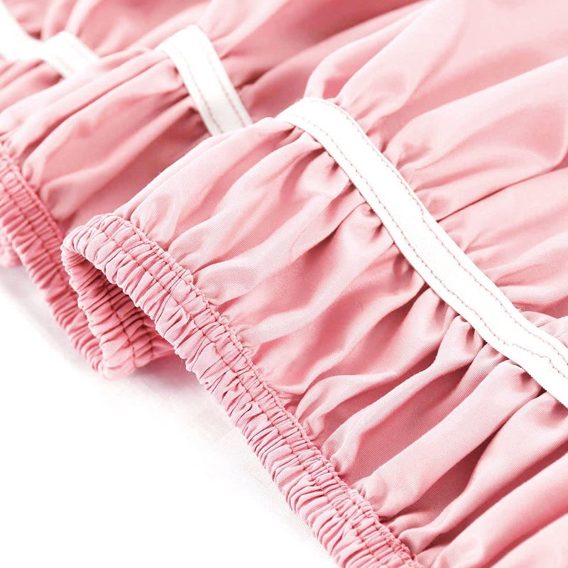 PiccoCasa Bed Skirt Wrap Around Bedskirt Three Fabric Sides Elastic Dust Ruffle, Easy Fit - with 15 Inch Drop Twin Pink - Image 5
